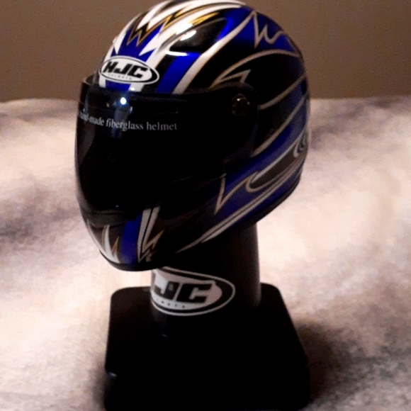 HJC Mini Helmet On Road Blue,  Black & White - Picture 1 of 4